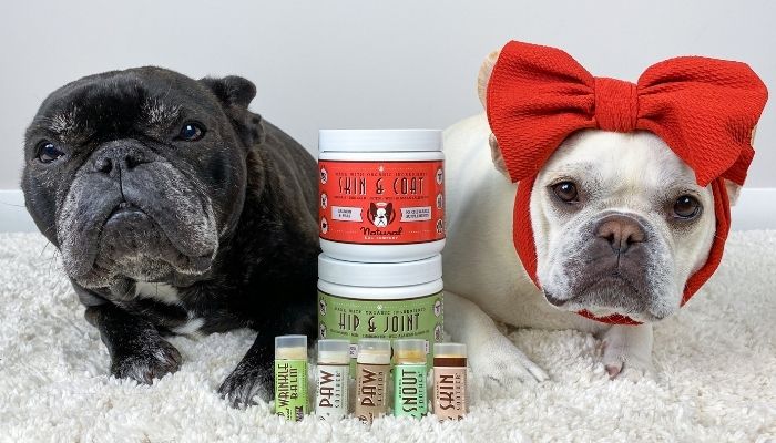 Dogs with balms and supplements.